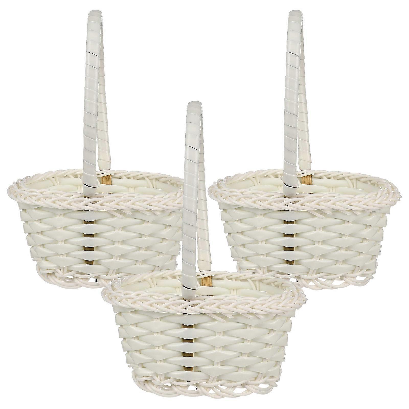 Håndvevde blomsterkurver Vevde Rotting Blomsterkurver Barn Håndholdt Plukking Grønnsaksfruktkurver Dekorasjonsbeholder For Hagebryllup 10 stk