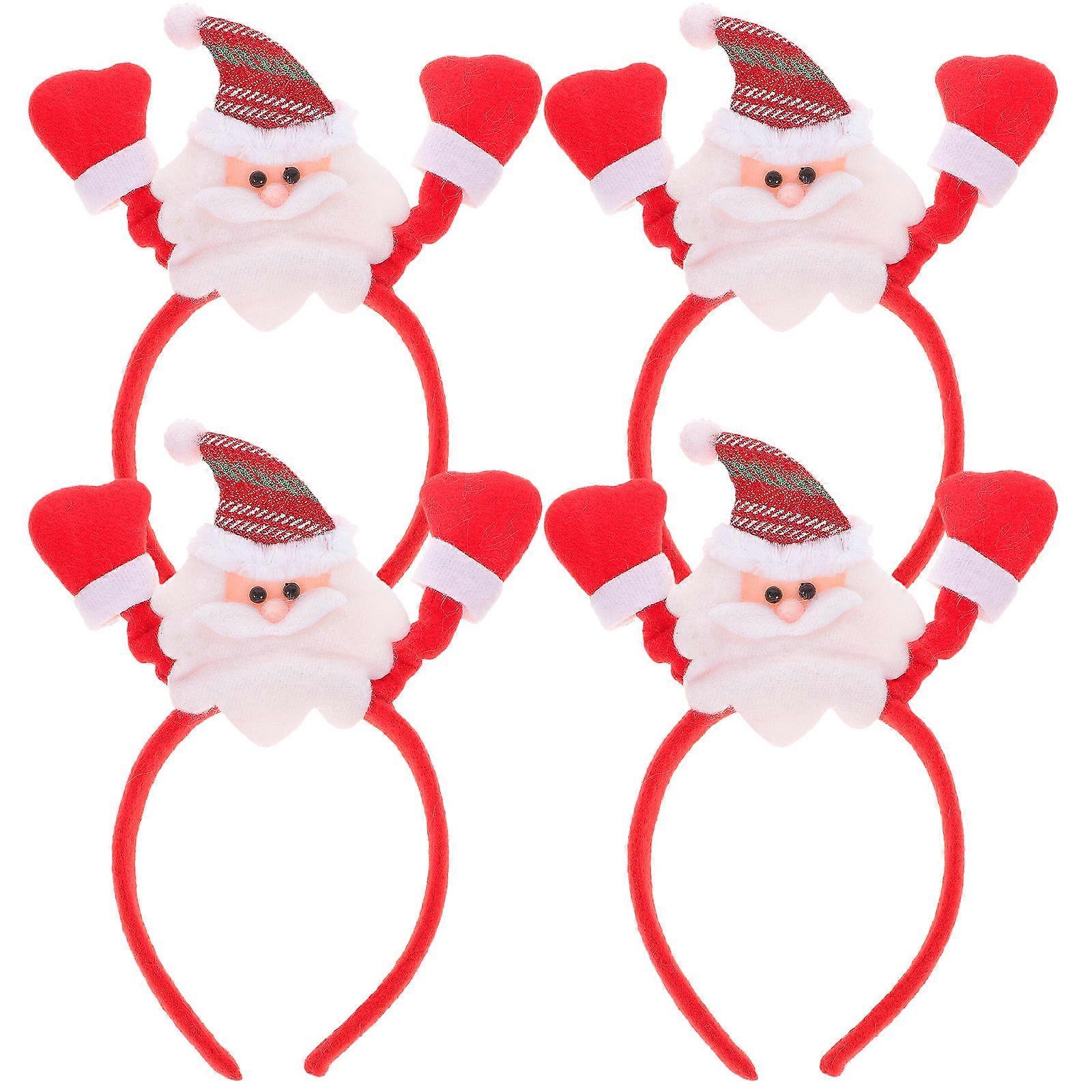 Cute Headbands Gingerbread Man Santa Claus Pattern for Family Christmas Party 4Set
