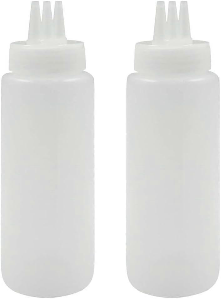 2Pack Three Hole Sauce Bottles with Pour Spout, 3 Spray Nozzles