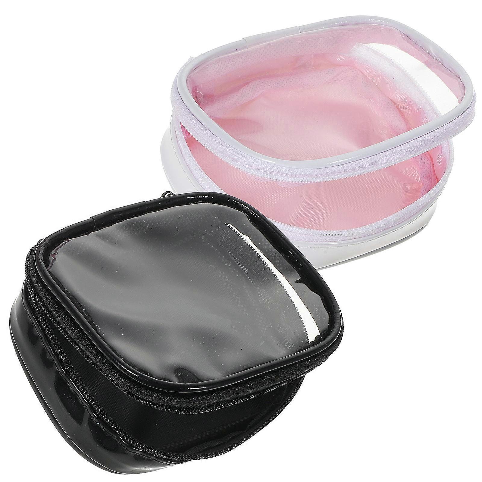 メガネポーチ日常使用大容量ジッパーデザインブラック光沢Pu素材2個