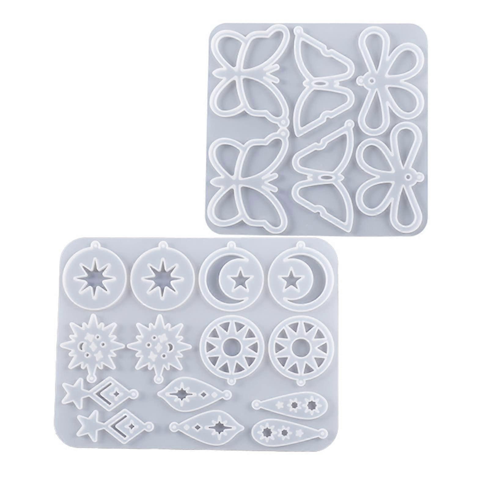 Epoxy Resin Mold Set for Keychain and Earrings - Butterfly Silicone Molds, 2 Pieces, Durable and Flexible