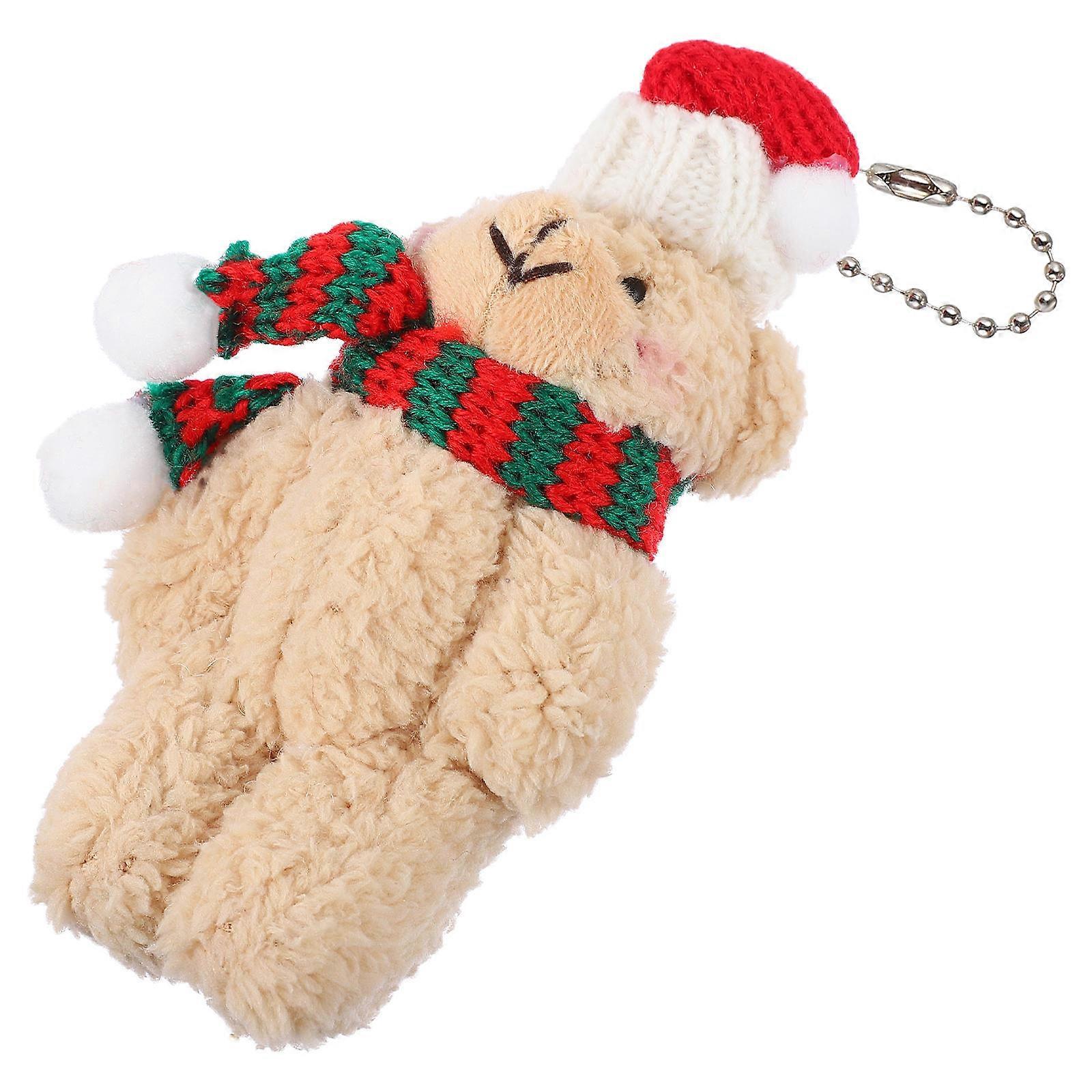 Holiday Soft Bear Toy Keychain Car Hanging Brown Color 15X7.5cm 1Set