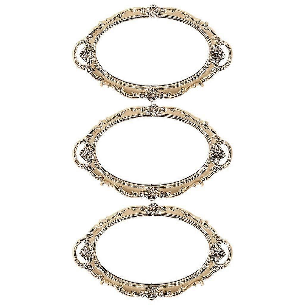 3x Retro Make-up Verspiegeltes Schminktablett Schmucktablett Parfüm-Dekor-Tabletts