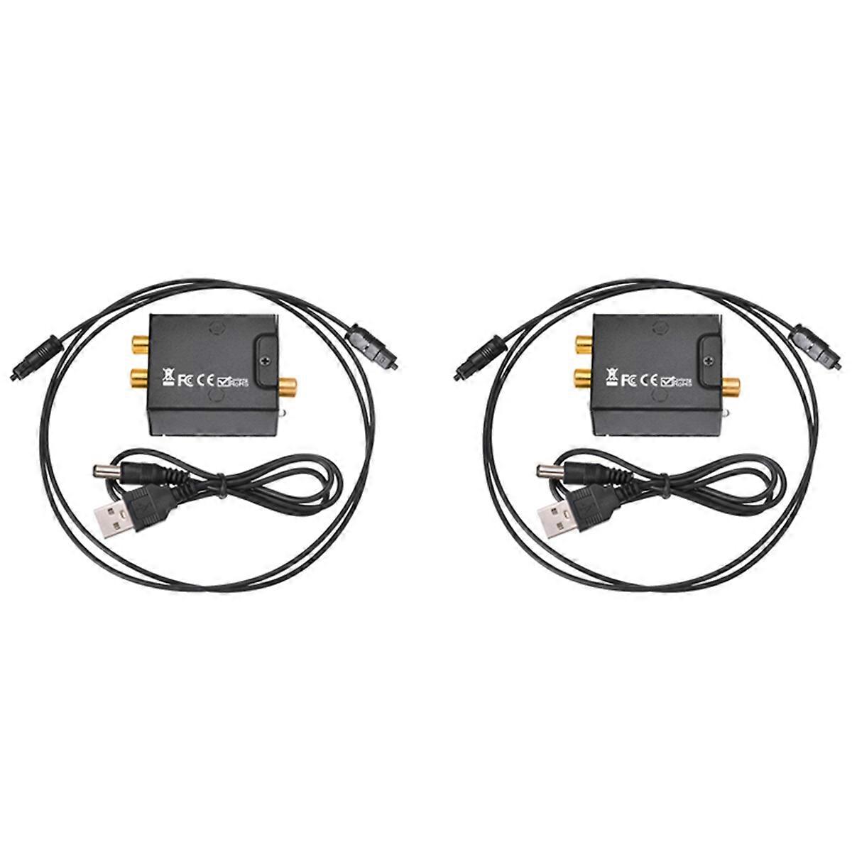 2X Digital to Analog Audio Converter Optical Fiber Toslink Coaxial Signal to R/L Audio Decoder SPDIF