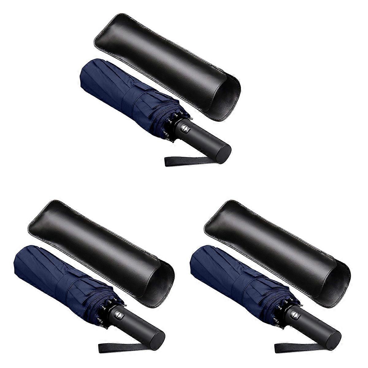 12 Ribs Travel Umbrella With PTFE Canopy, Lengthened Handle (Blue)