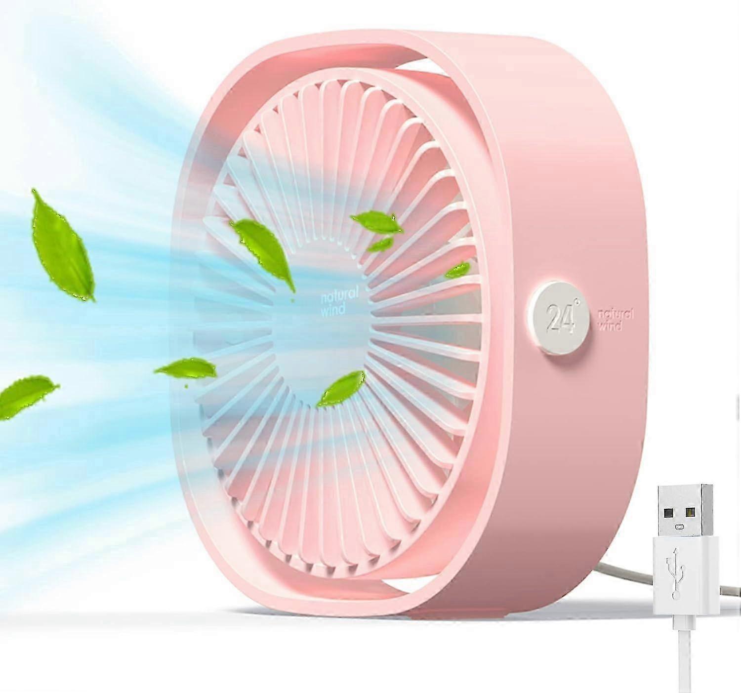 Mini USB Fan Quiet 3 Speed Adjustable Pink
