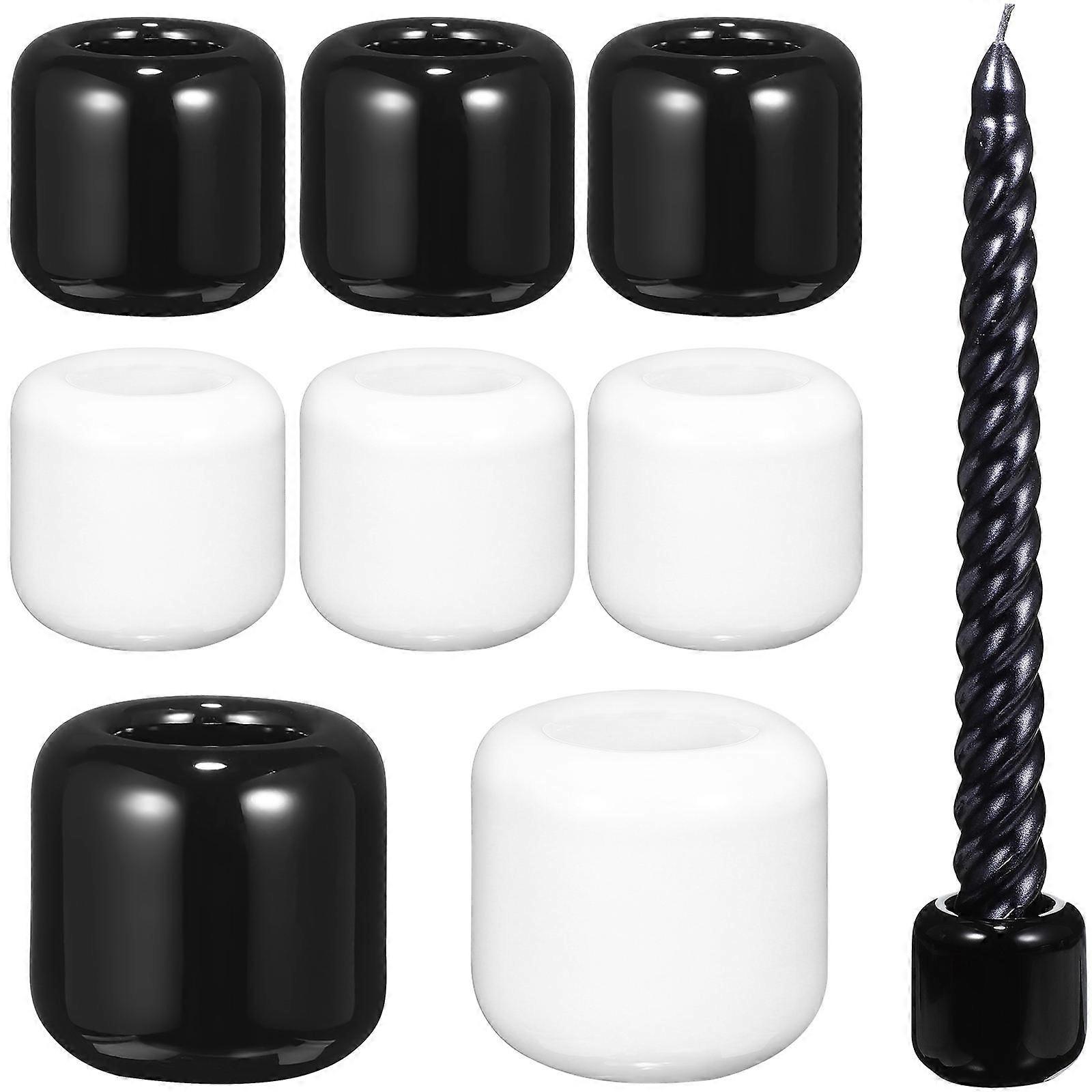 Ceramic Candlestick Minimalist Style For Various Occasions White 8Pcs