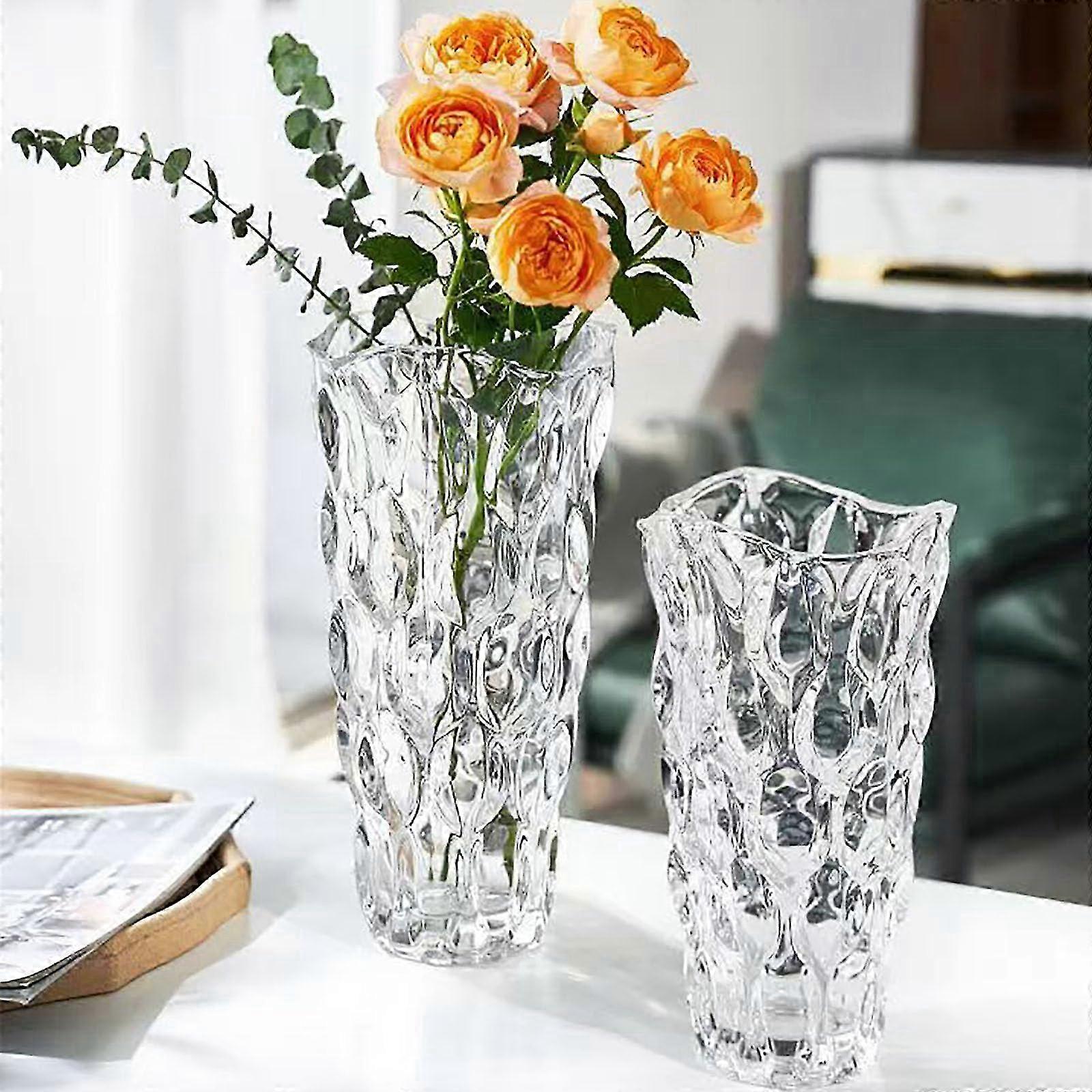 Extra heavy glass vases for flowers, fixed open vases for tulips/roses, super heavy decorative vases