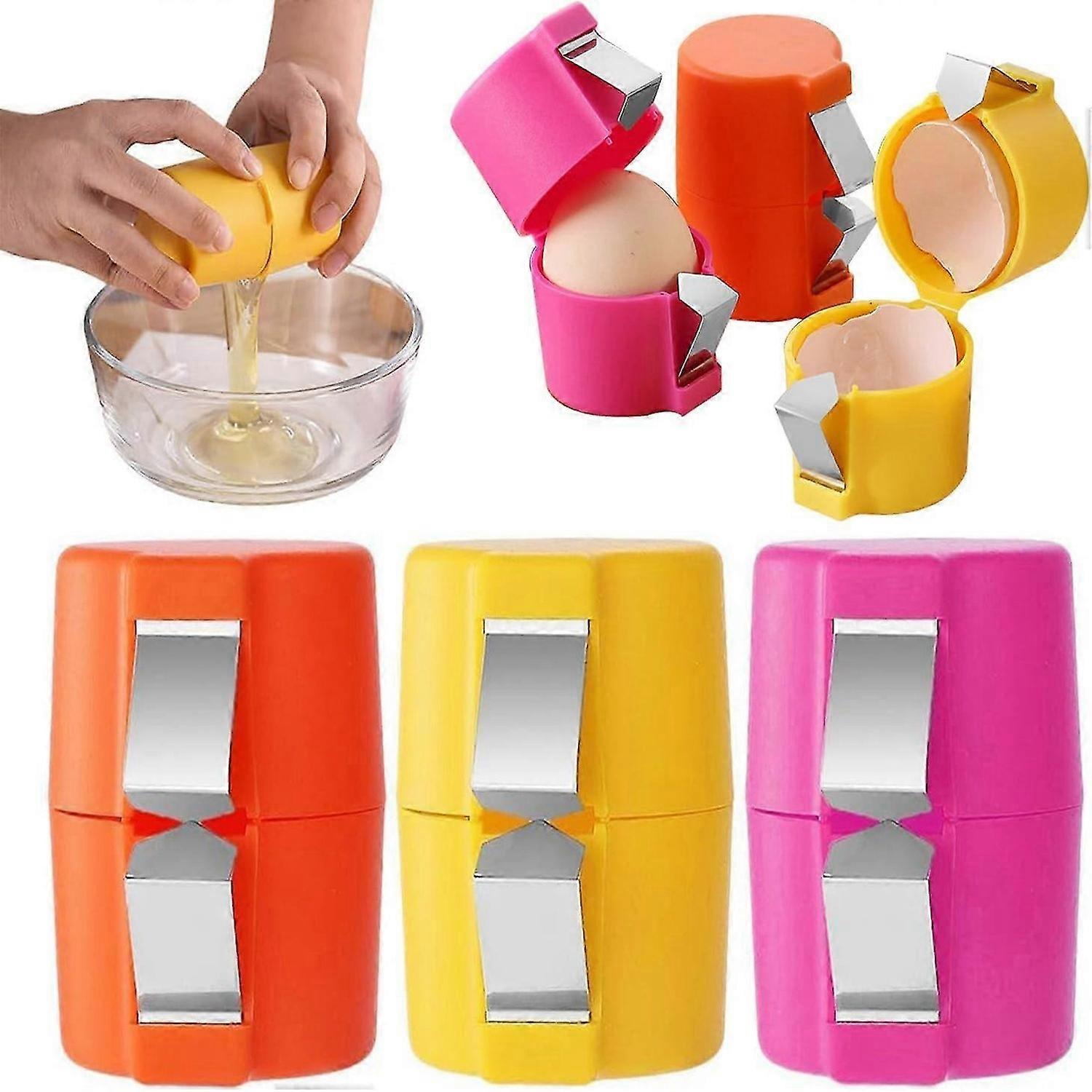 3PCS Egg Shell Opener, 2025 New Egg Cracker Tool for Raw Eggs, Handheld Eggs Breaker and Separator for Cooking Camping Kitchen Gadgets