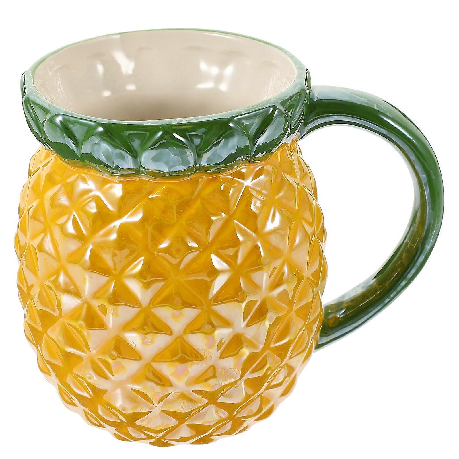 Fruit Ceramic Cup Smooth Surface Drinking Tea Office Use Yellow 13X11X9.5CM 1Pcs