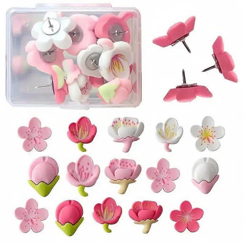 30 Decorative Flower Push Pins, Reusable Blümennadeln in Storage Box for Cork Board and Photo Wall, 30 Pack
