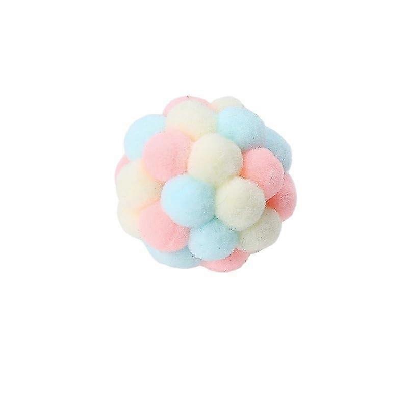 Colourful Handmade Bouncy Ball Kit for Cats and Dogs - DIY Rainbow Plush Chew Toy for Interactive Play and Pet Accessories