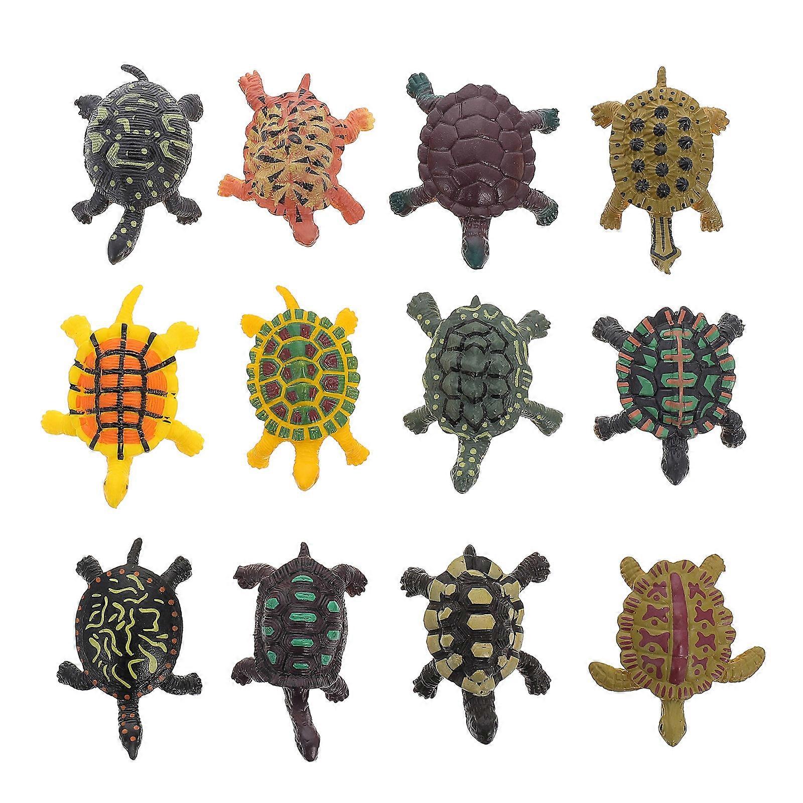 12pcs Realistic Tortoise & Sea Turtle Animal Models for Early Education in Kindergartens, Schools, and Playrooms
