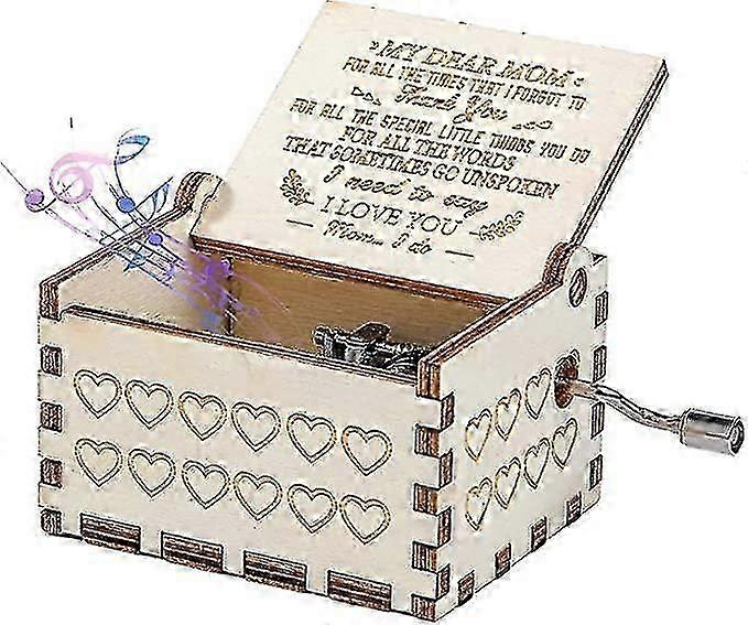 お母さんの誕生日プレゼント、手回し木オルゴールあなたは私の太陽、ビンテージ彫刻木製オルゴールギフト母/父