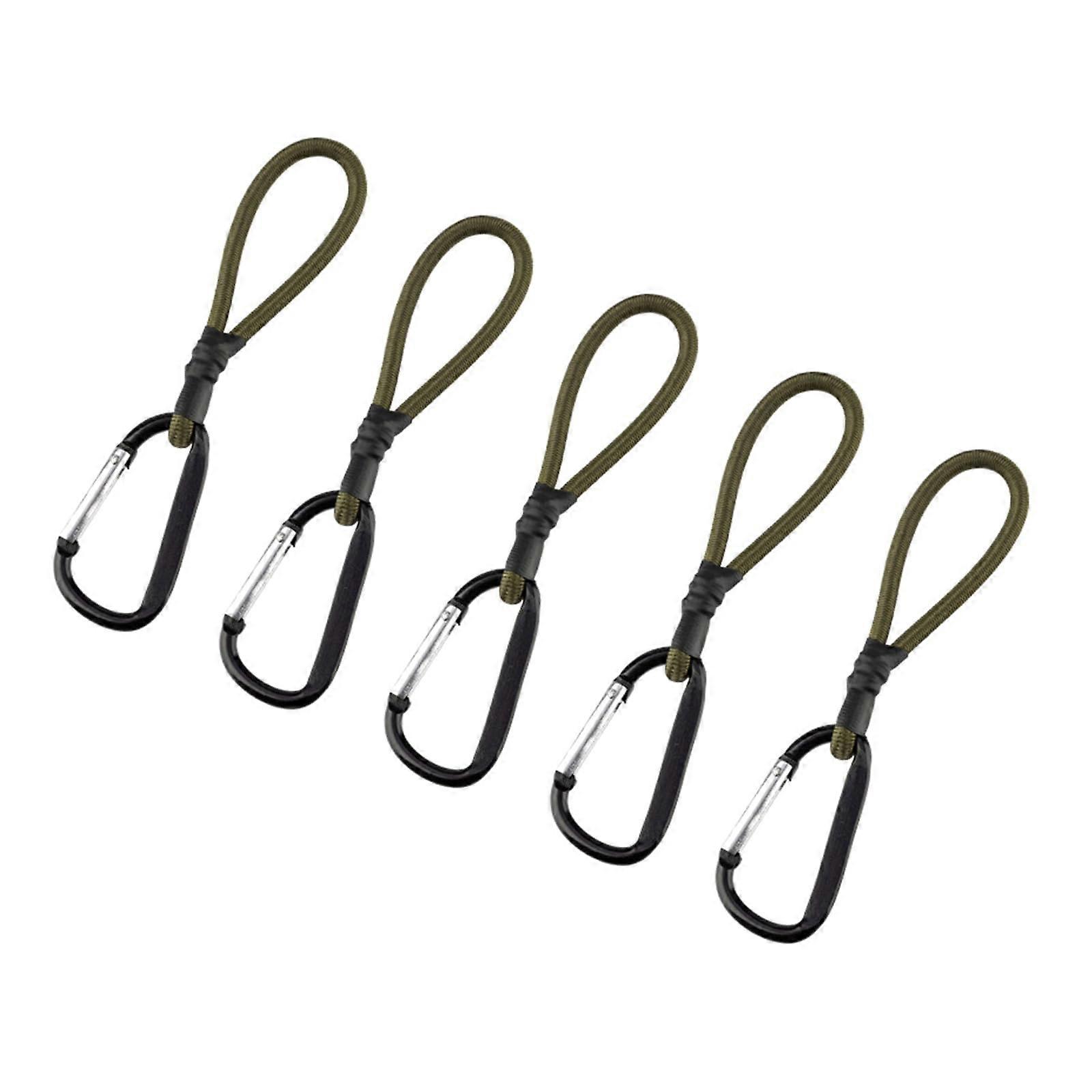 5 Pack Camping Elastic Bungee Cord with Buckles for Tent, Outdoor Gear Securing, Army Green