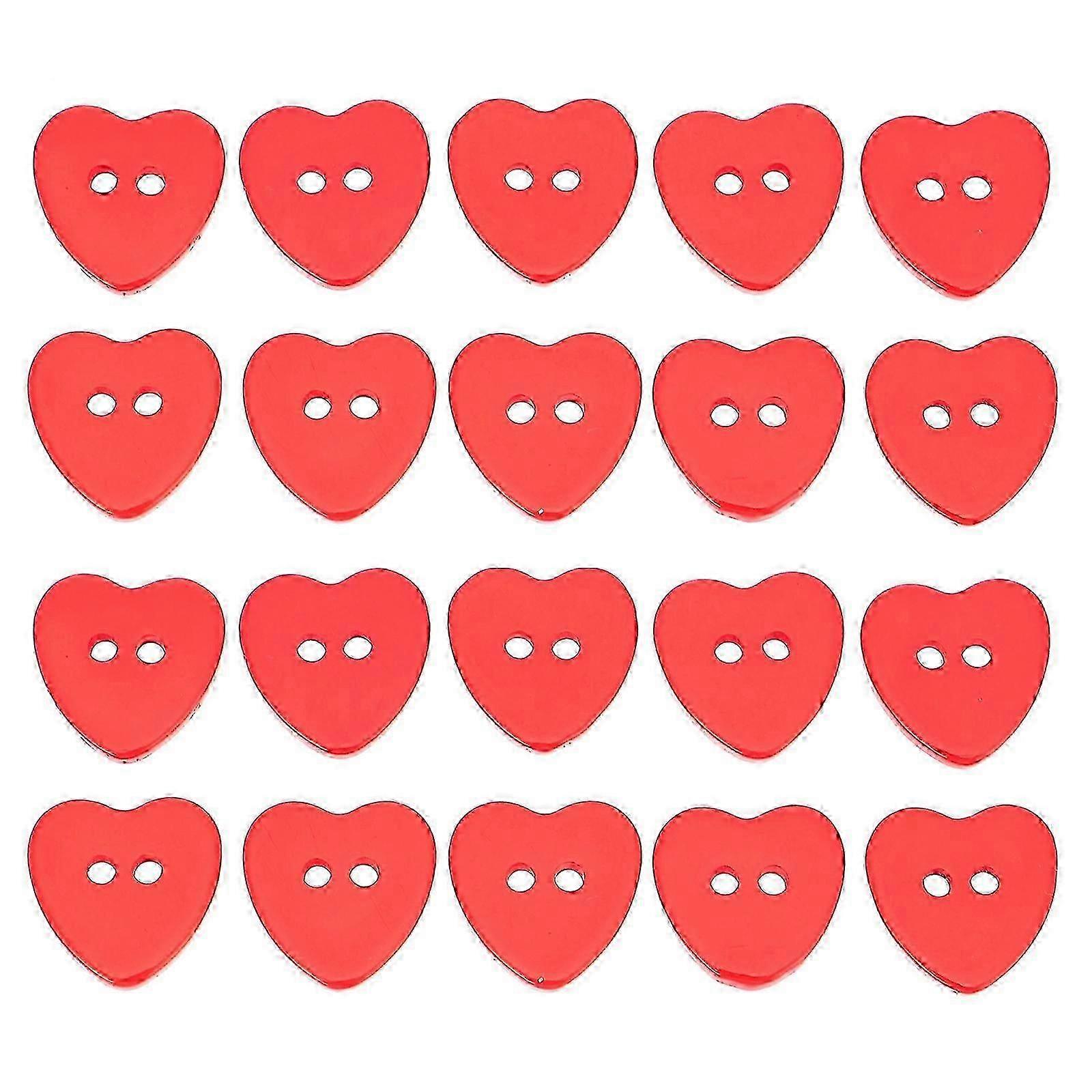 100Pcs Heart Shape Buttons Pretty Resin Buttons DIY Craft Accessories (For Various Brands)