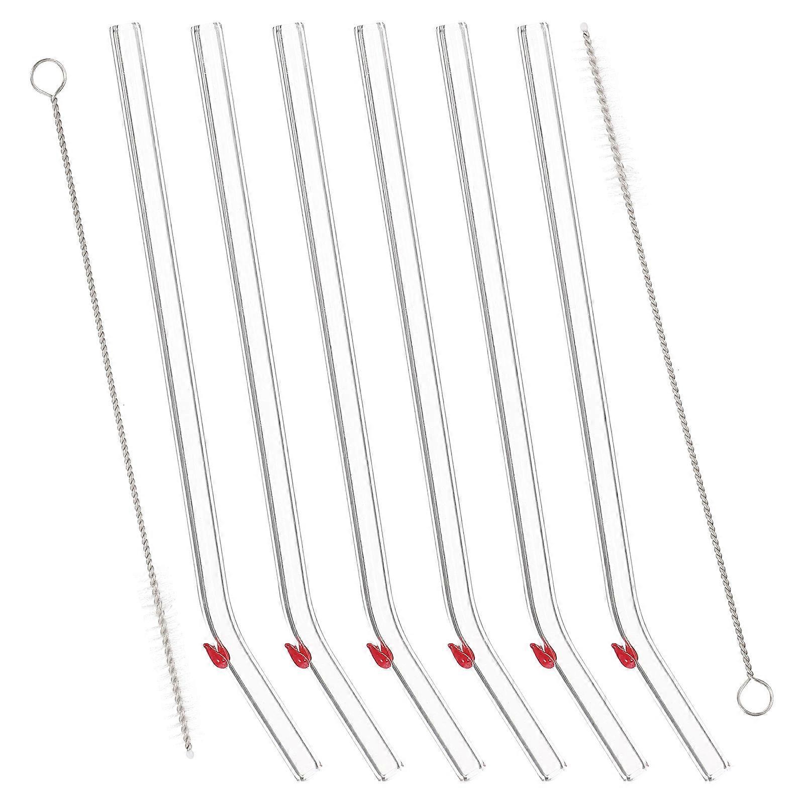 Drinking Straw Reusable Glass Straw Set For Teacups Transparent 20X1CM Beverage Drinking 6Pcs