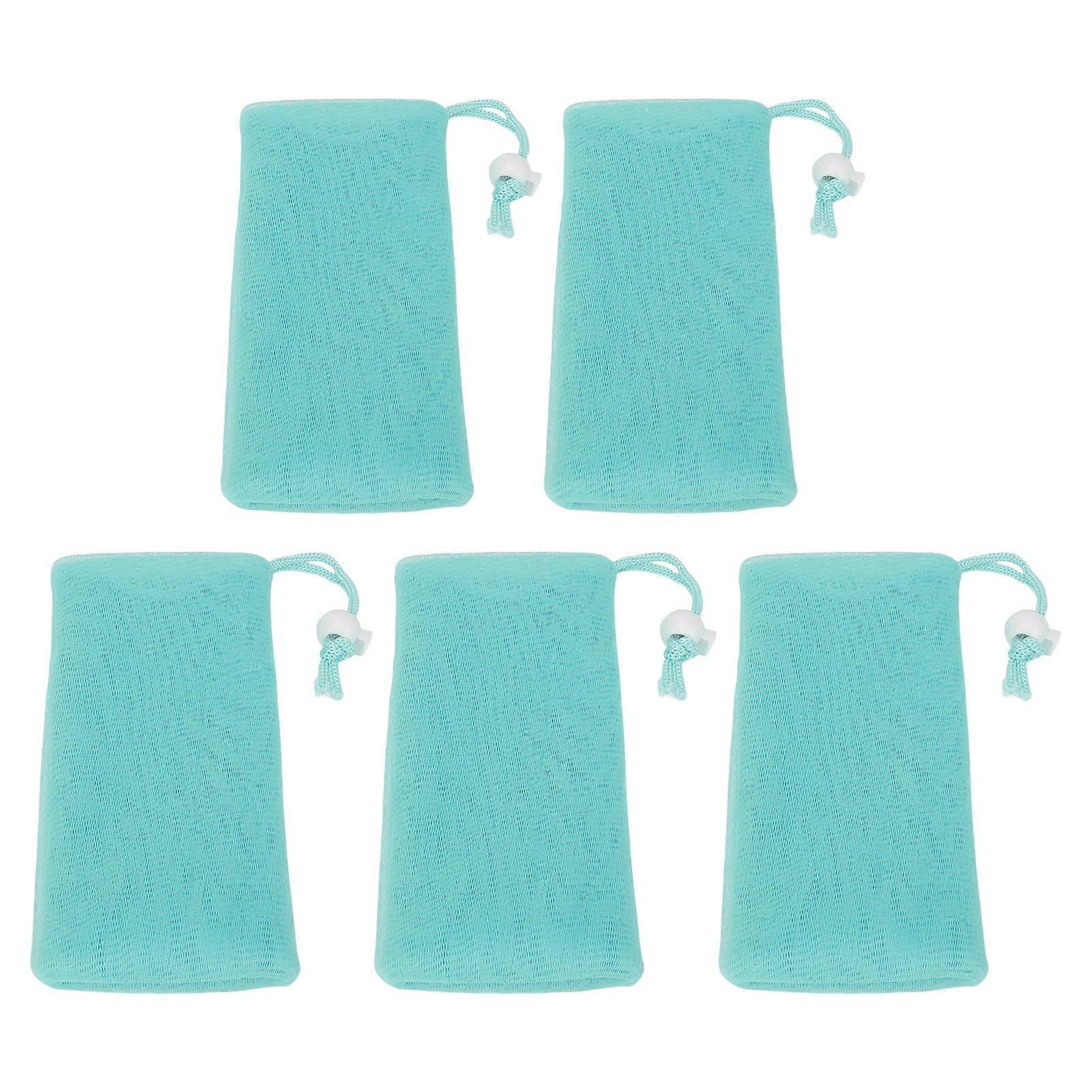 Mesh Soap Pouch Exfoliating Soft Drawstring Design Saver Bag Soap Foam Net for Body Facial Cleaning Tool 5pcs