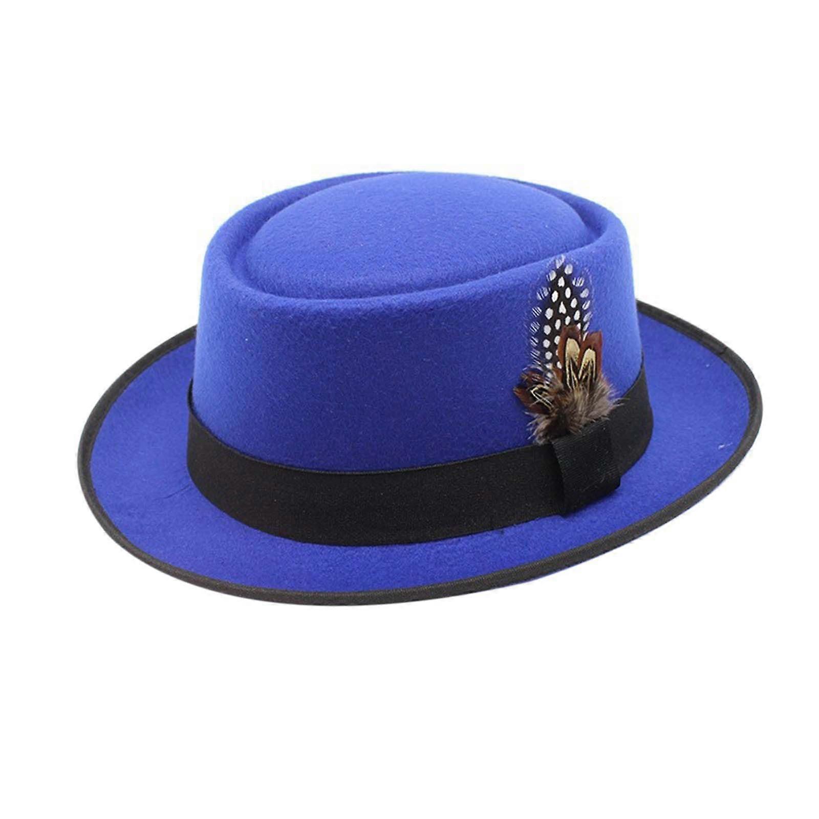 Unisex Wool Fedora Hat with Feather, Classic Flat Cap for Oktoberfest