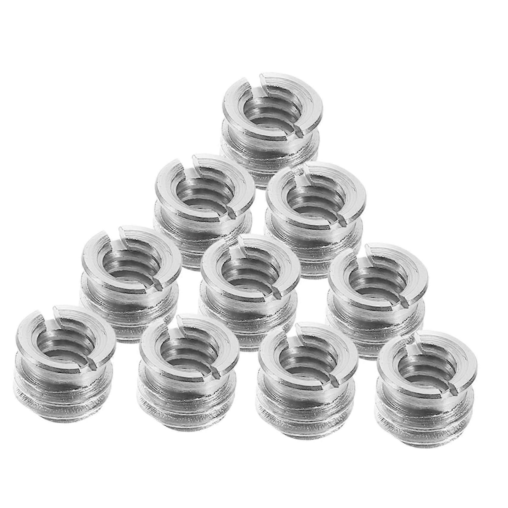 Tripod Ball Head Conversion Screw Adapter 1/4 to 3/8 for Microphone Stand Mount - Silver, Pack of 10