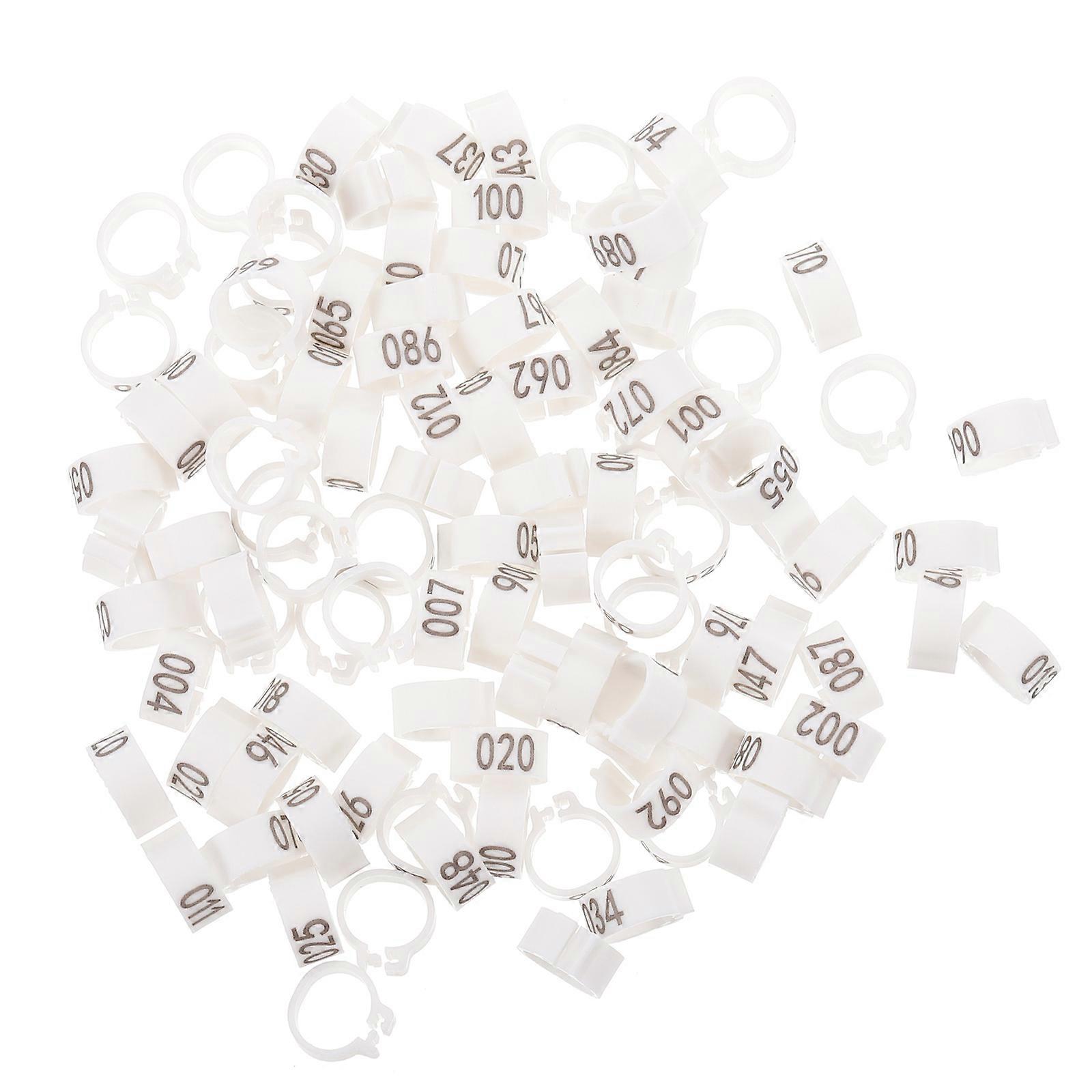 100 Pcs Numbered Plastic Pigeon Foot Rings for Bird Leg Bands