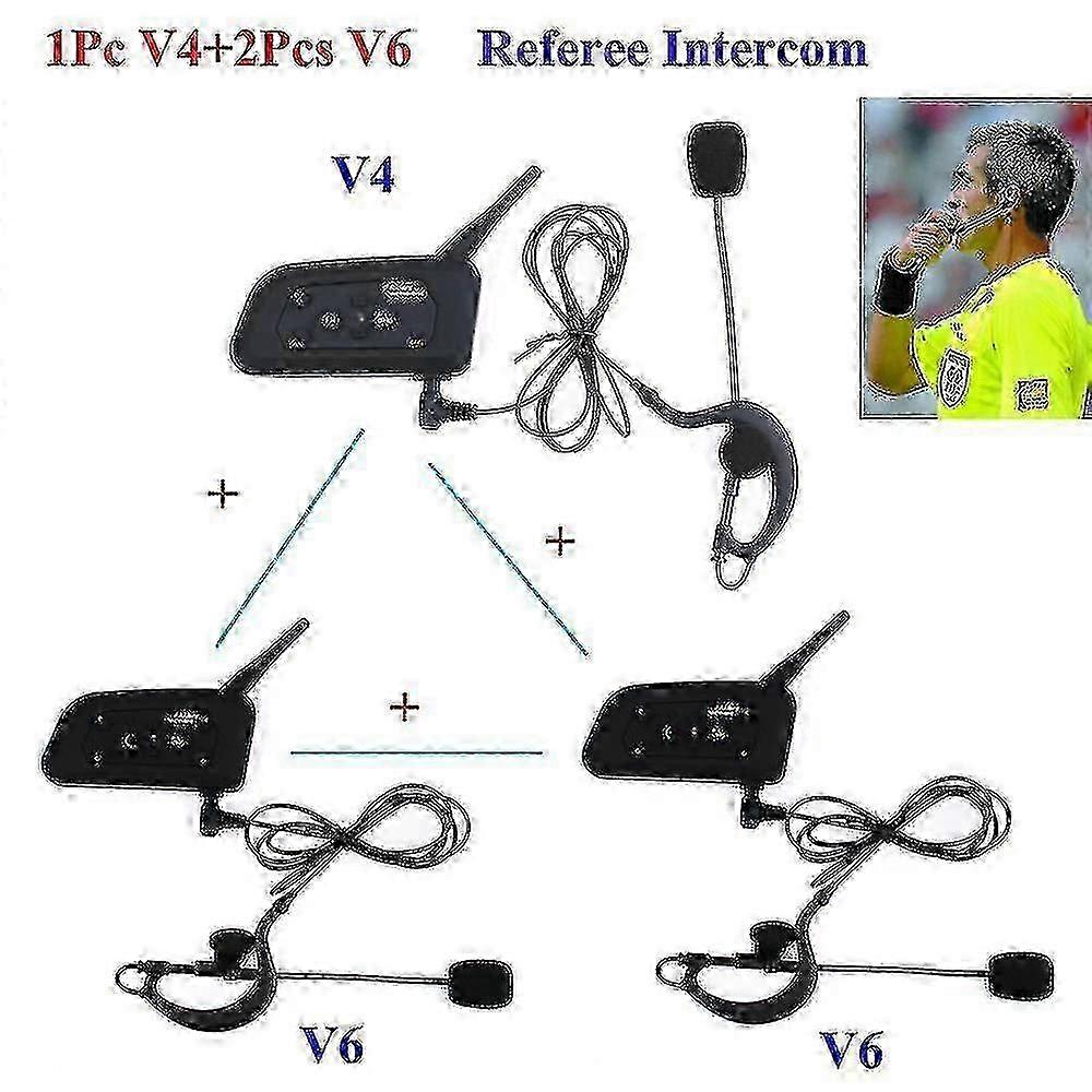 2025 3pcs V6 V4 Full Duplex Two-way Intercom Accessory Football Referee Coach Judger Arbitro Football Ref
