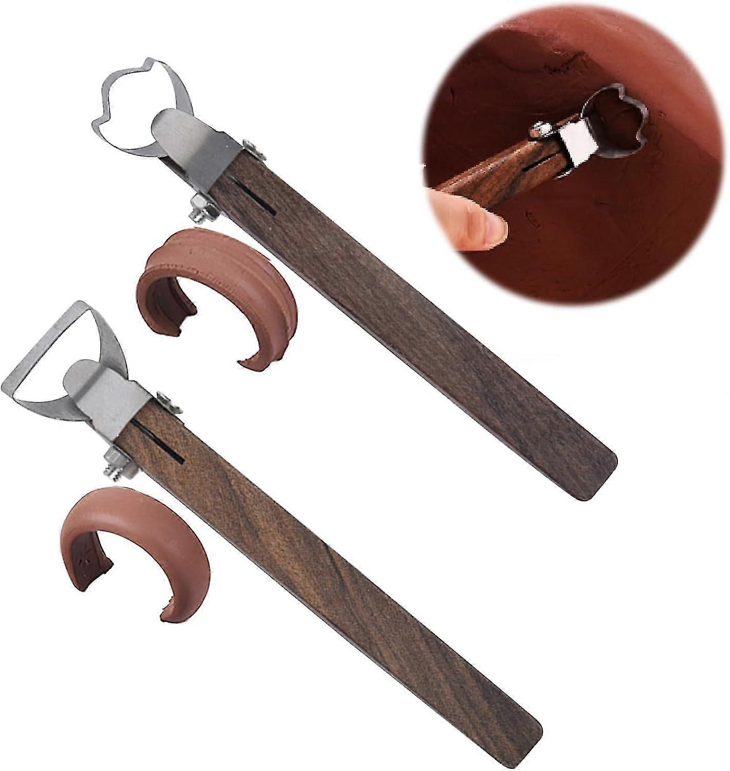 Pottery Tools Set of 2, Pottery Handle Making Tool,Ceramic Teacup Handle Scraper,Clay Extruder Tool, Sculpture Scraper Loop Tool,Adjustable Blade Dept