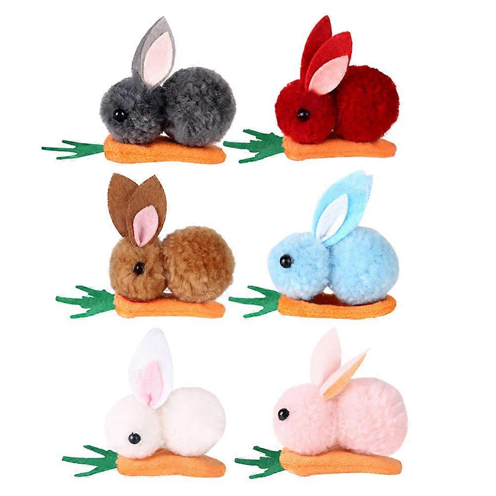 6pcs Easter Headdress Hair Clips – Bunny & Carrot Shapes – Durable Mini Plush Hair Accessories for Costume Party & Carnival – Rabbit Hair Clamp Props