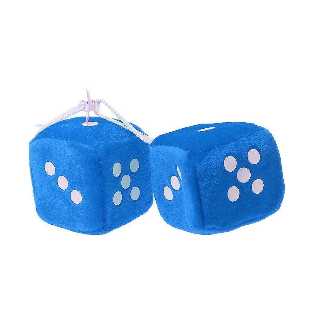 Fuzzy Dots 1 Pair Rear-View Mirror Hanger Car Decoration Accessory Blue Fuzz