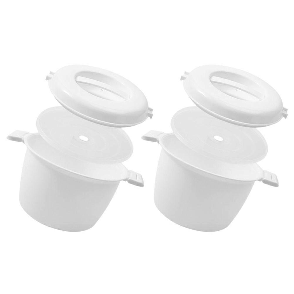 Microwave Rice Cooker for Home Use Made of PP White Color with Large Capacity and Top Handle 2 Pack