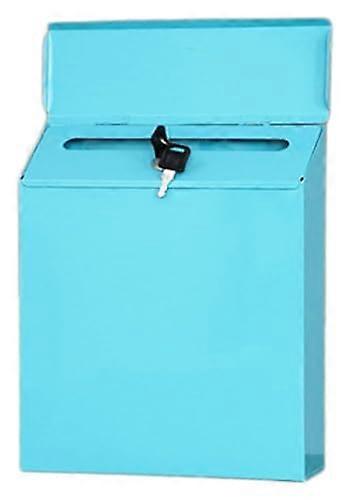 Lockable Wall-Mounted Mailbox, Outdoor Metal Mailbox With Lock, Ideal for Rural Decor, Secure Letter Box, Blue