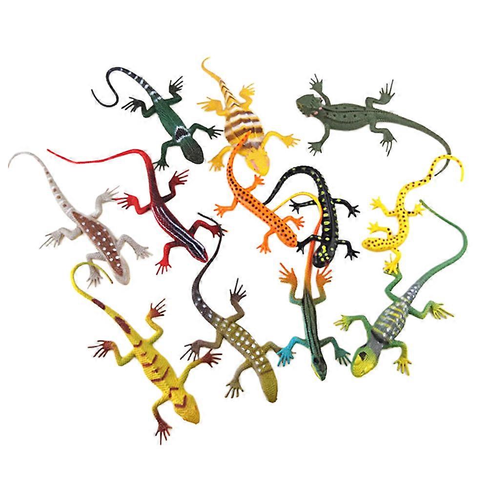 Animal Toy Simulated Lizard Model Kids over 3 Years Old Assorted Color M Size Animal Awareness Training 1 Set of 12pcs