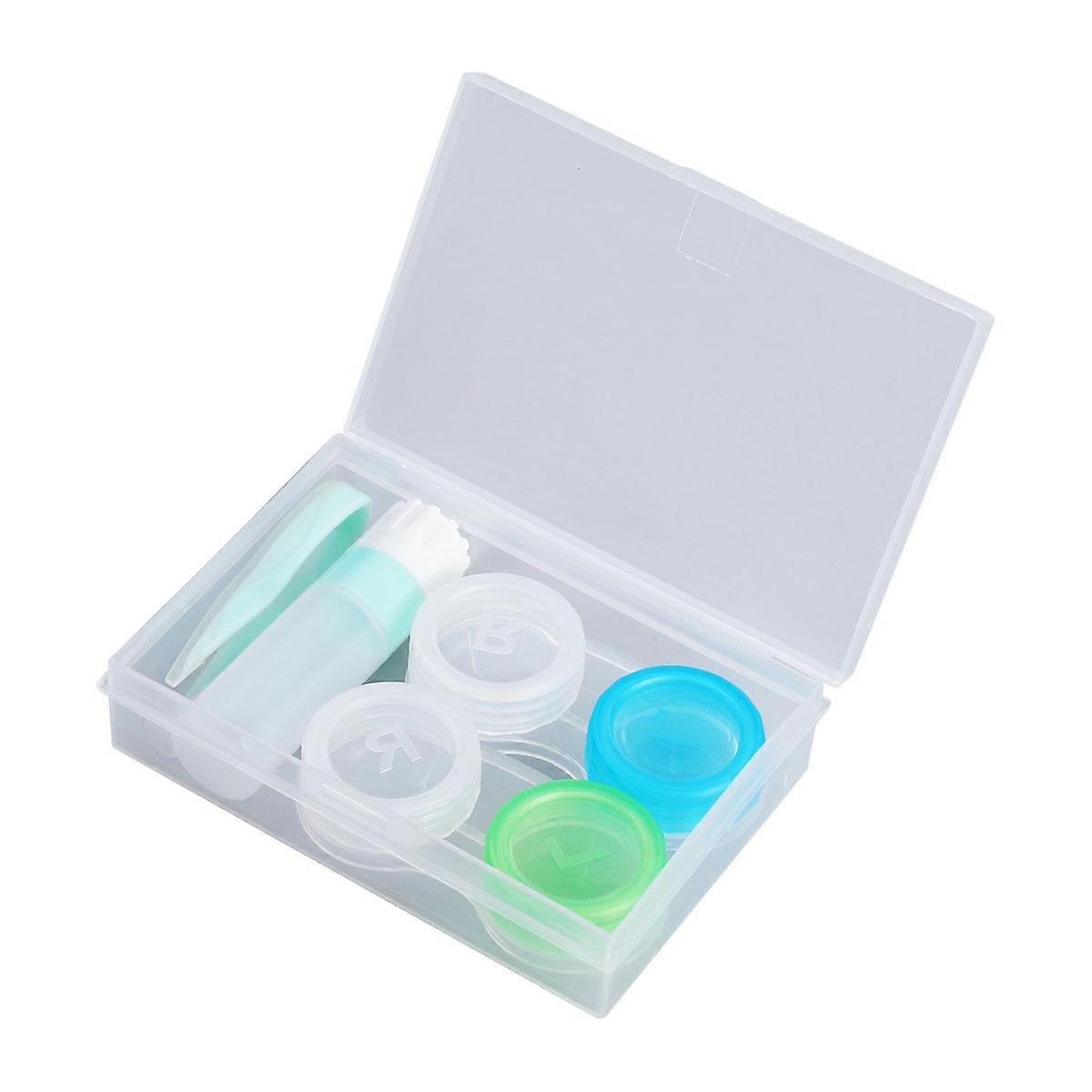 Eye Lens Case Storage Organizer Green 9.5x6.5x2.3cm 1Set