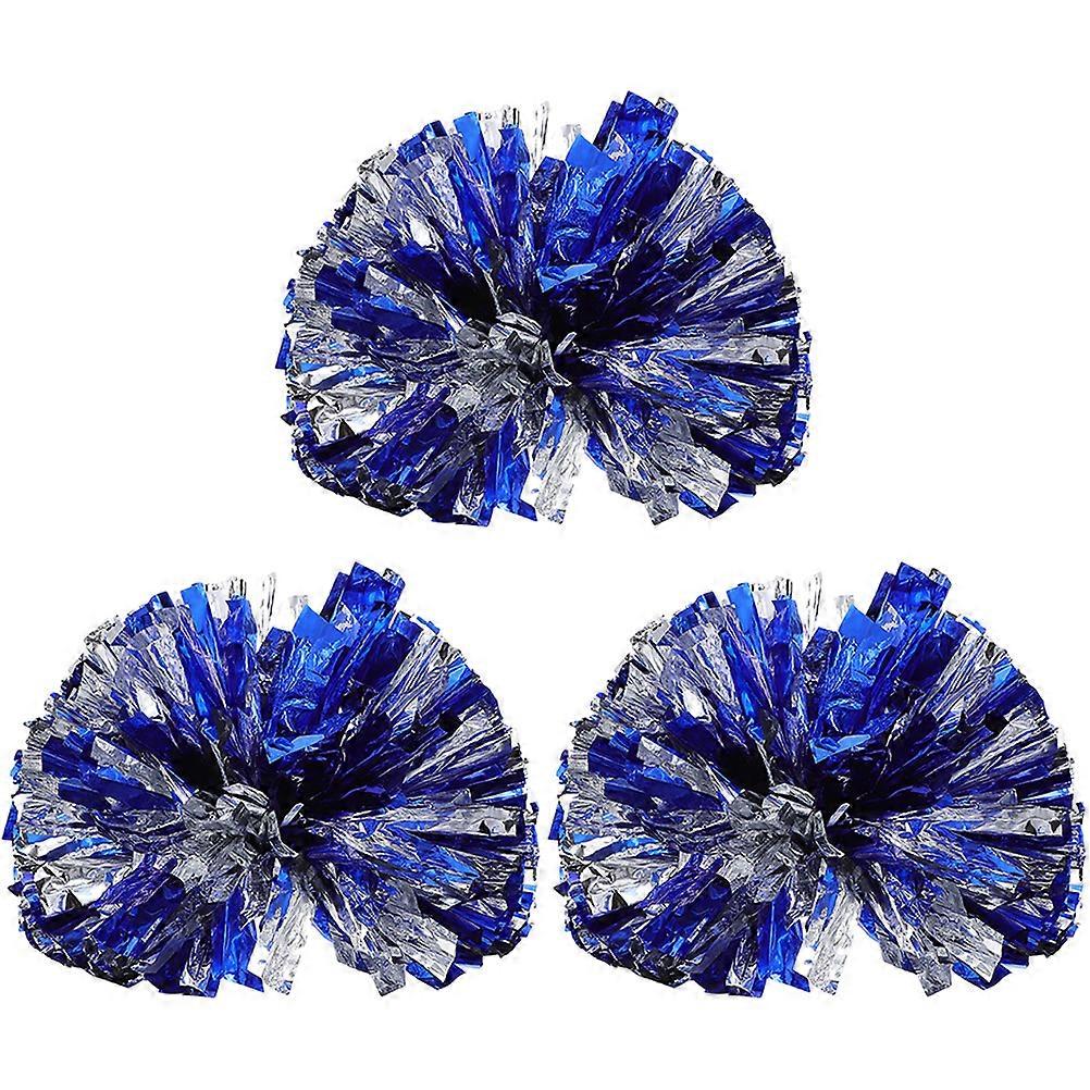 Cheering Pompoms Portable Cheerleader Props Cheerleading Equipment Silver For Dancers College Events 11.8×11.8×11.8in 3Pcs