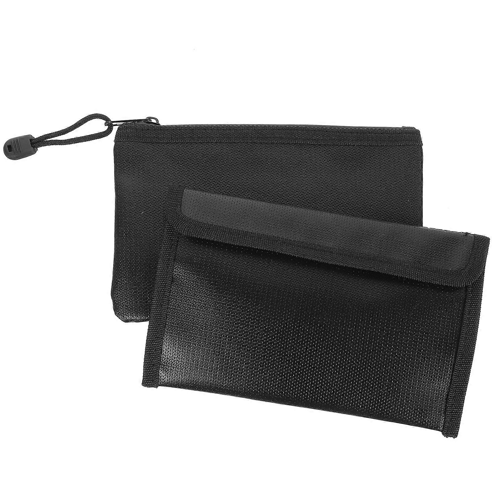 Borsa impermeabile ignifuga Borse protettive resistenti al fuoco per documenti File 20X13X0.5CM Nero 2 pezzi