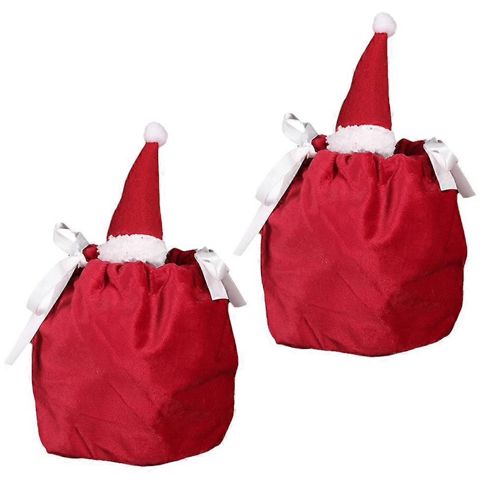 Classic Christmas Themed Design 2Pcs Candy Bags For Party Favors 15X13X13CM Drawstring Style Gift Wrapping