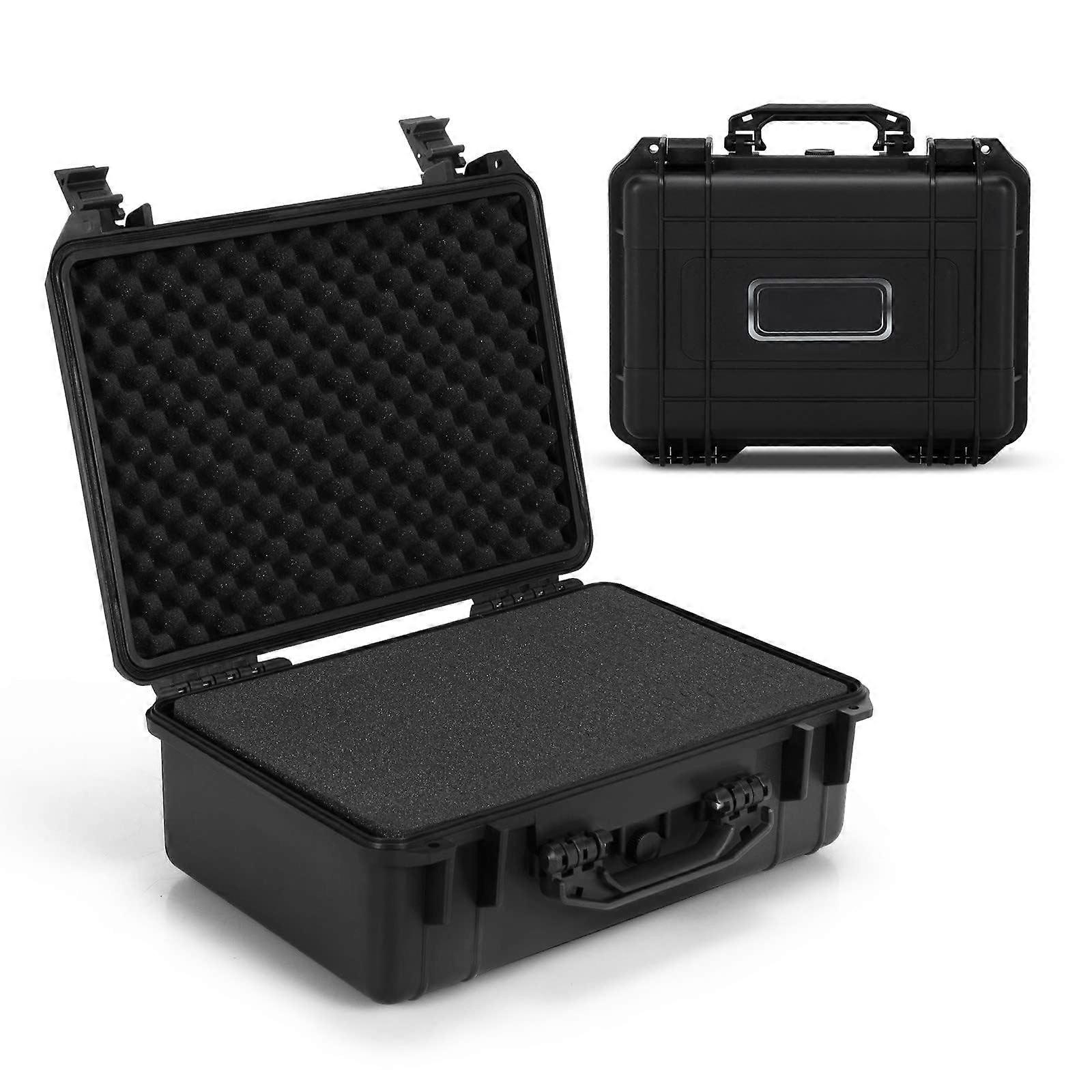 Waterproof Dustproof Gun Case with Grid Foam for DSLR Camera, Lenses, Pistol Drone, Black