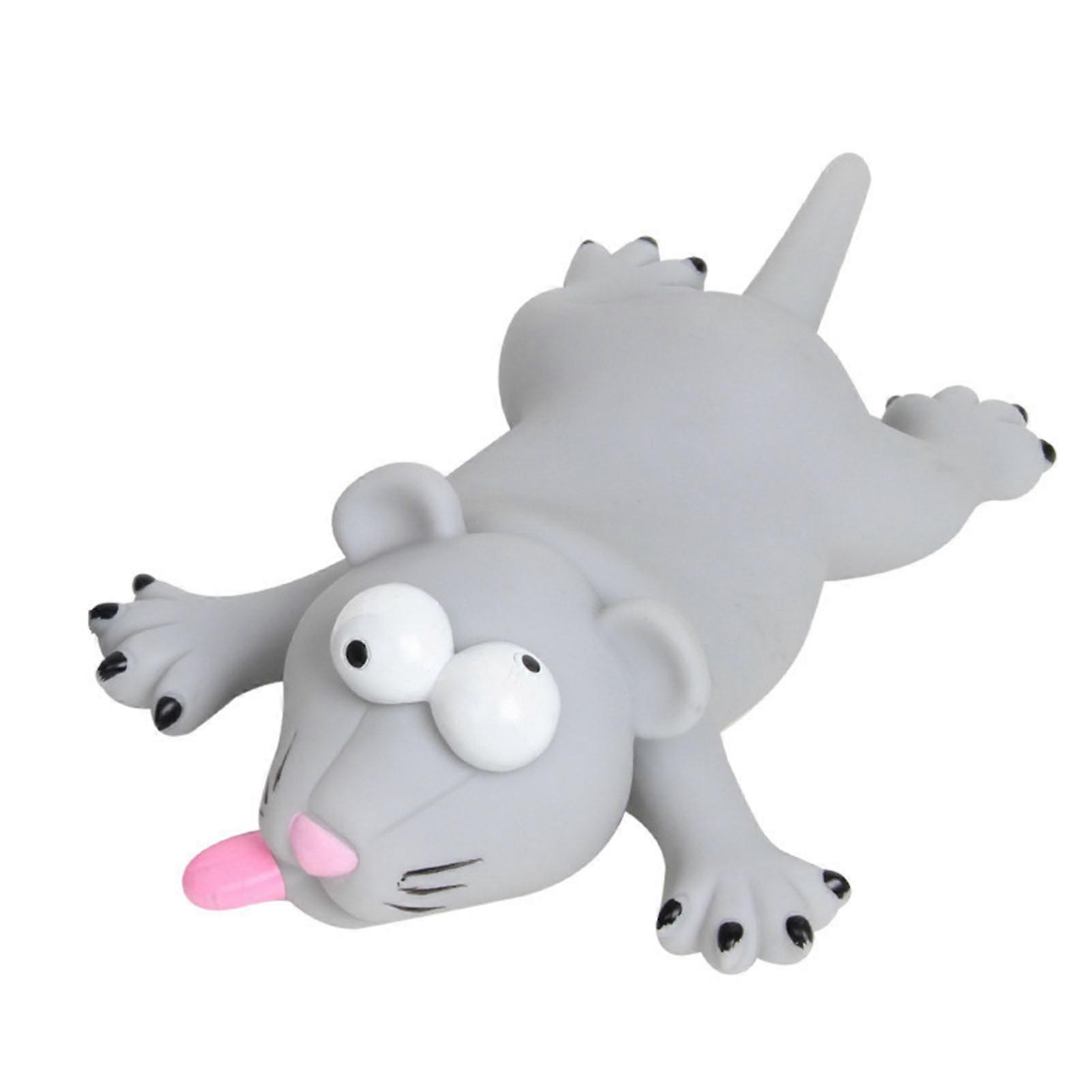 Mouse Squeaky Toy Early Educational Plastic Realistic Simulation Mouse Toy for Toddler Kids Light Gray