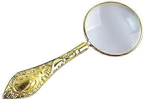 Magnifying Glass 5X Metal Engraved Flower Handheld Magnifier Optical Lens For Reading And Observation Card