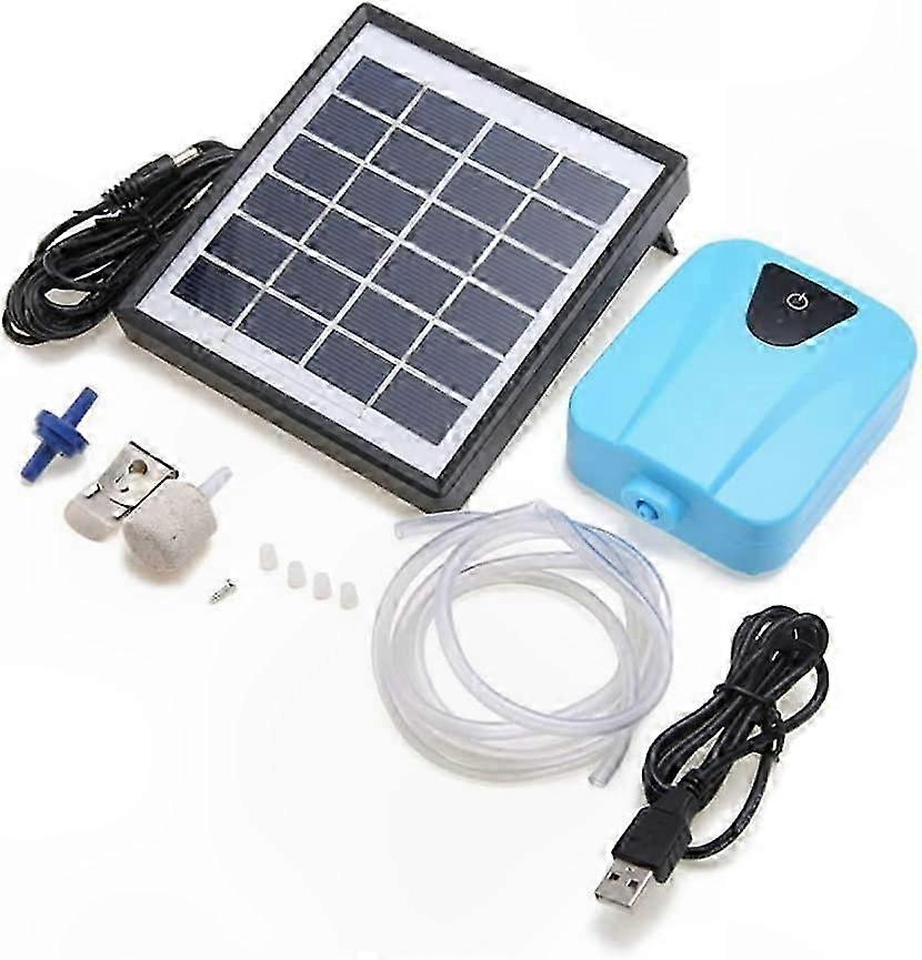 Aquarium and Garden Pond Solar-Powered Oxygen Air Pump in Blue