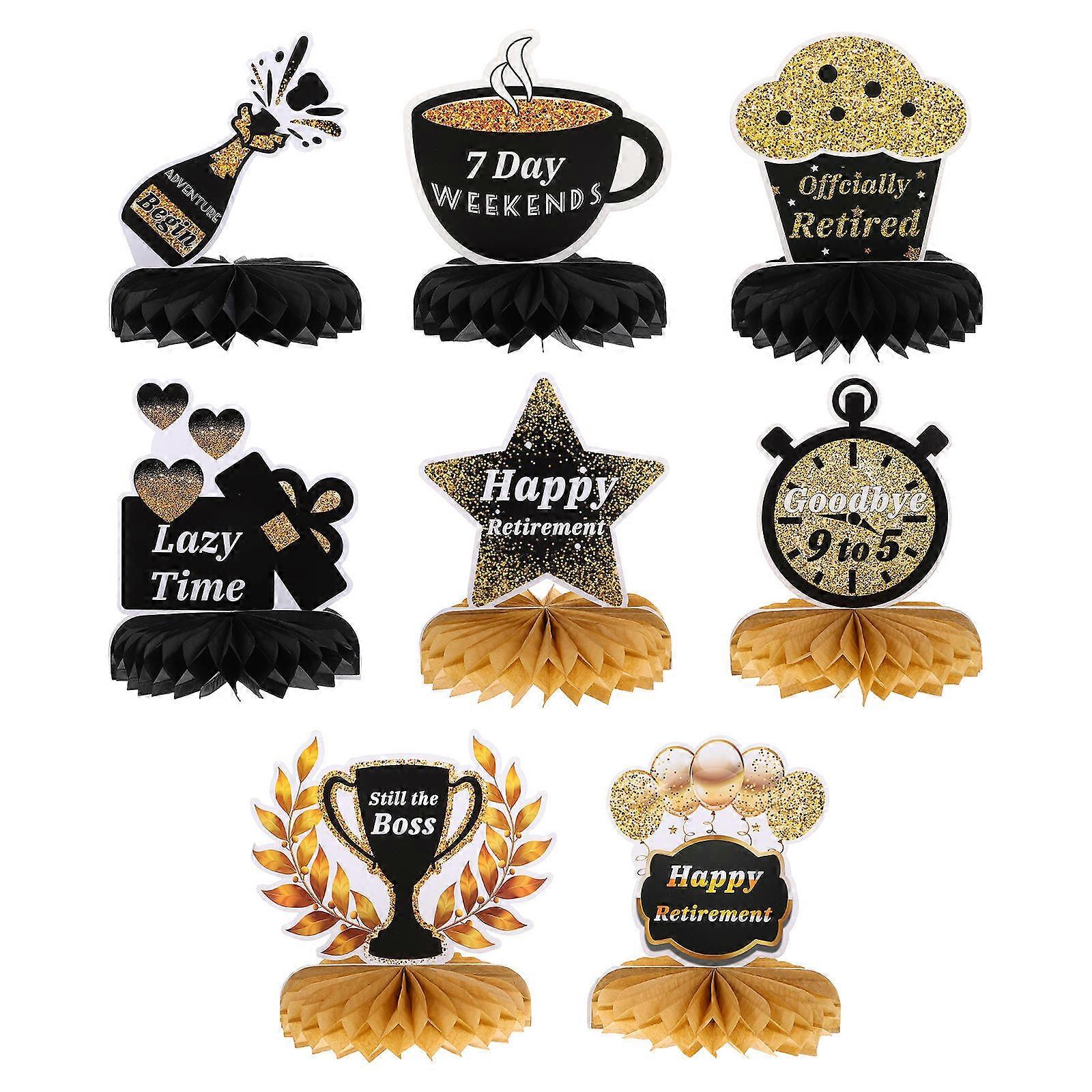 8pcs Retirement Honeycomb Paper Decorations   Easy Install, Elegant Party Atmosphere Enhancer for Commemorative Celebrations and Photo Sessions