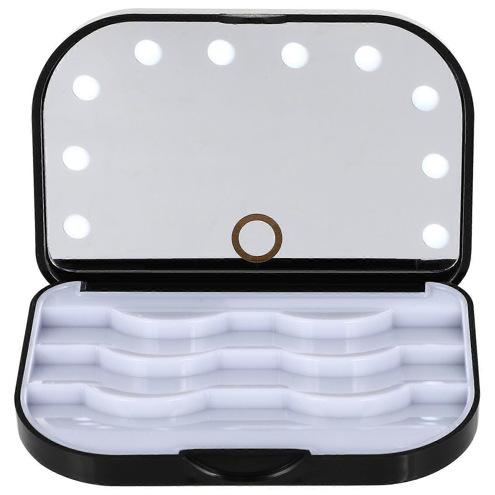 LED Eyelash Storage Box False Eyelash Case Organizer with Mirror 1 Set