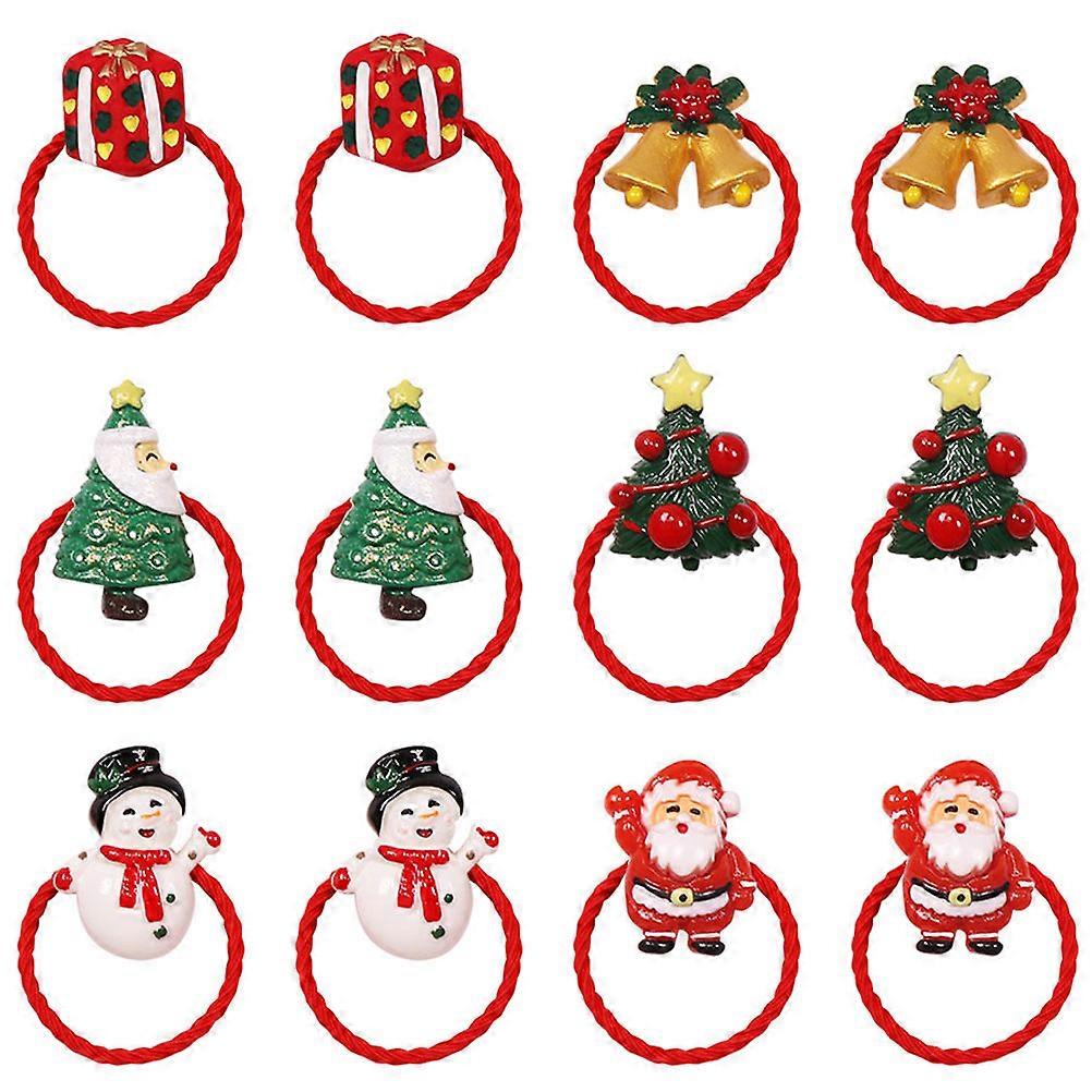 אביזרי שיער לחג המולד 12 יחידות רצועות אלסטיות לשיער לילדות מחזיקי קוקו מגוון צבע עמיד מגע