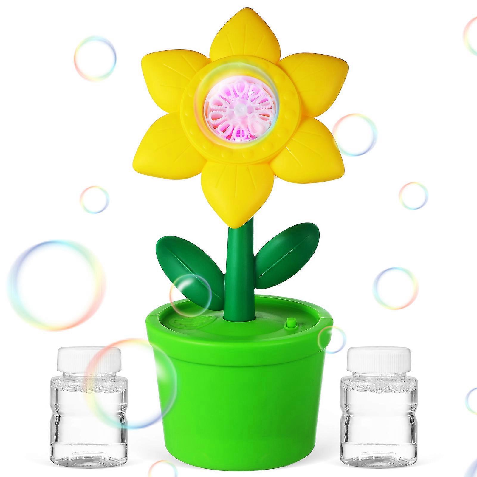 Sunflower Bubble Machine with Lights and Sound – Automatic Bubble Maker for Outdoor Parties – Easy to Use Fun for All Ages