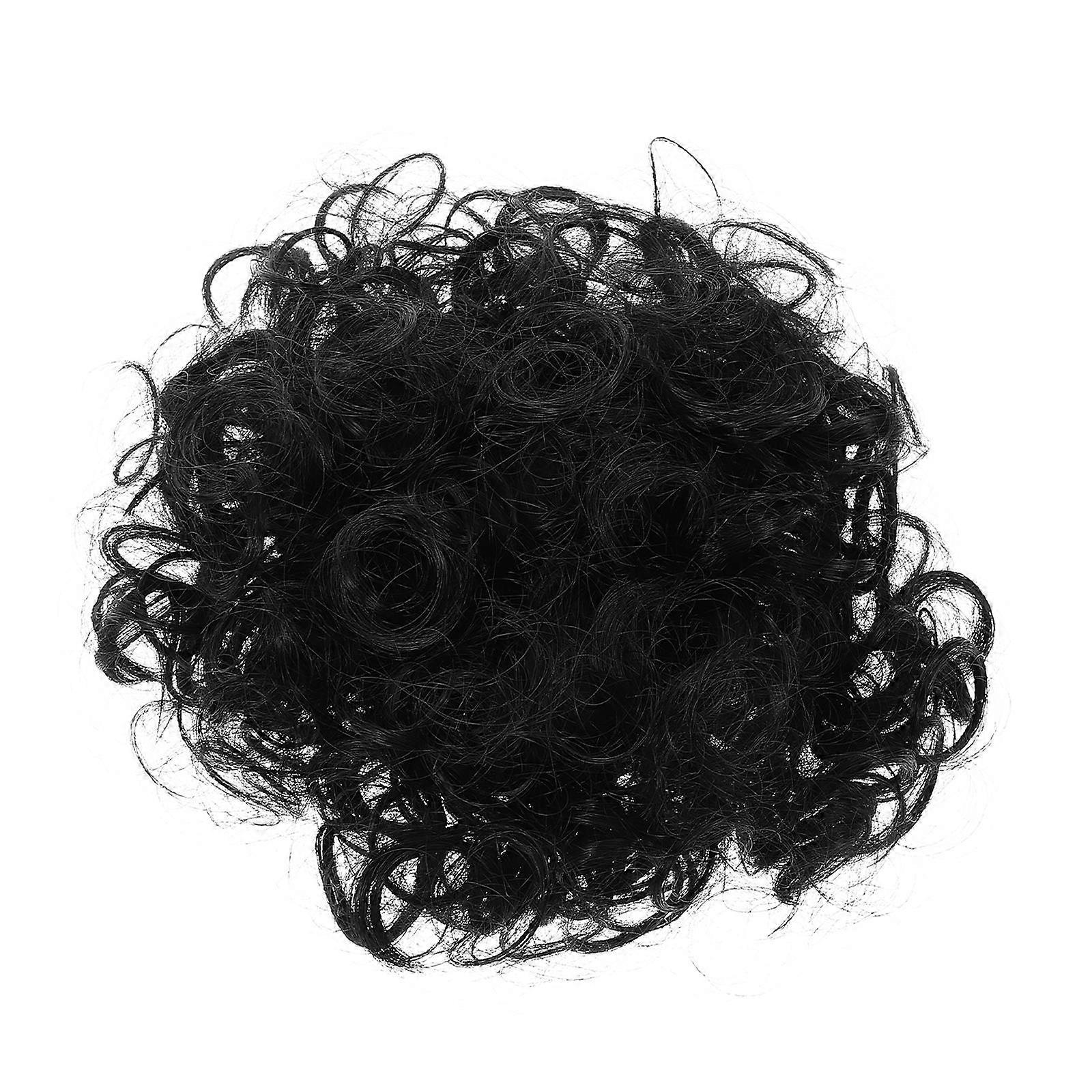 Natural Black Curly Messy Bun Hair Extension with Elastic Drawstring for Secure Daily Wear, Parties, and Weddings