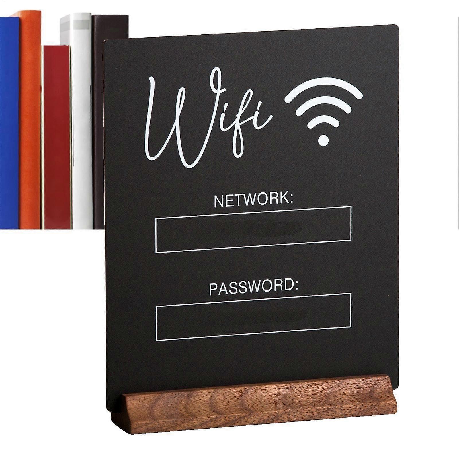 Wooden Password Sign Freestanding Acrylic Display with Writeable Surface (Black)