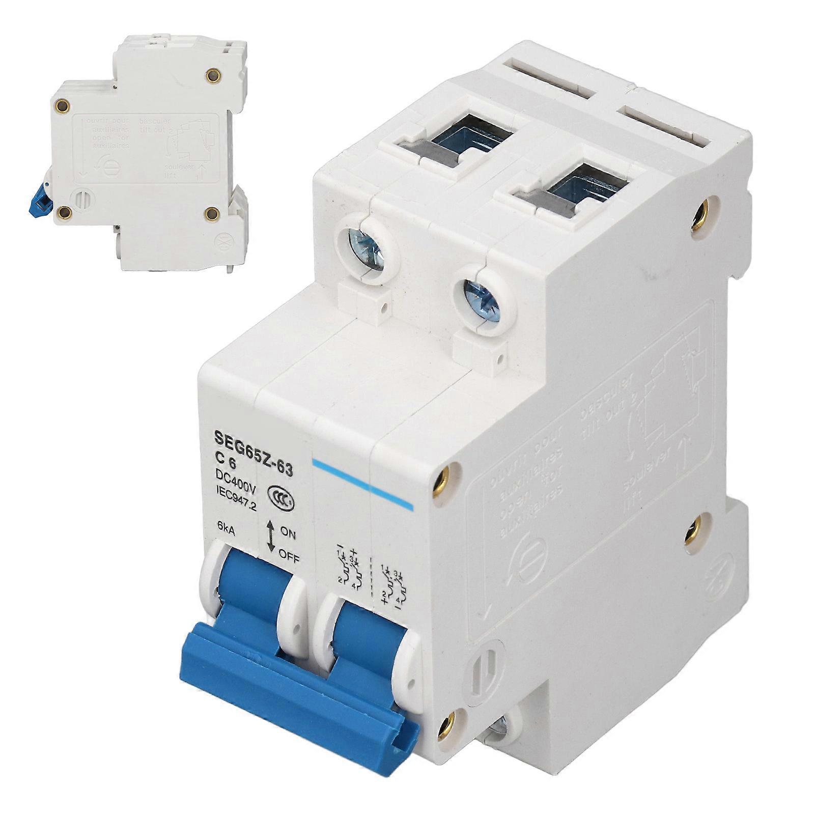 DC Miniature Circuit Breaker 2P 6KA 400V Air Switch for Solar PV System Panels Grid C6 6A 