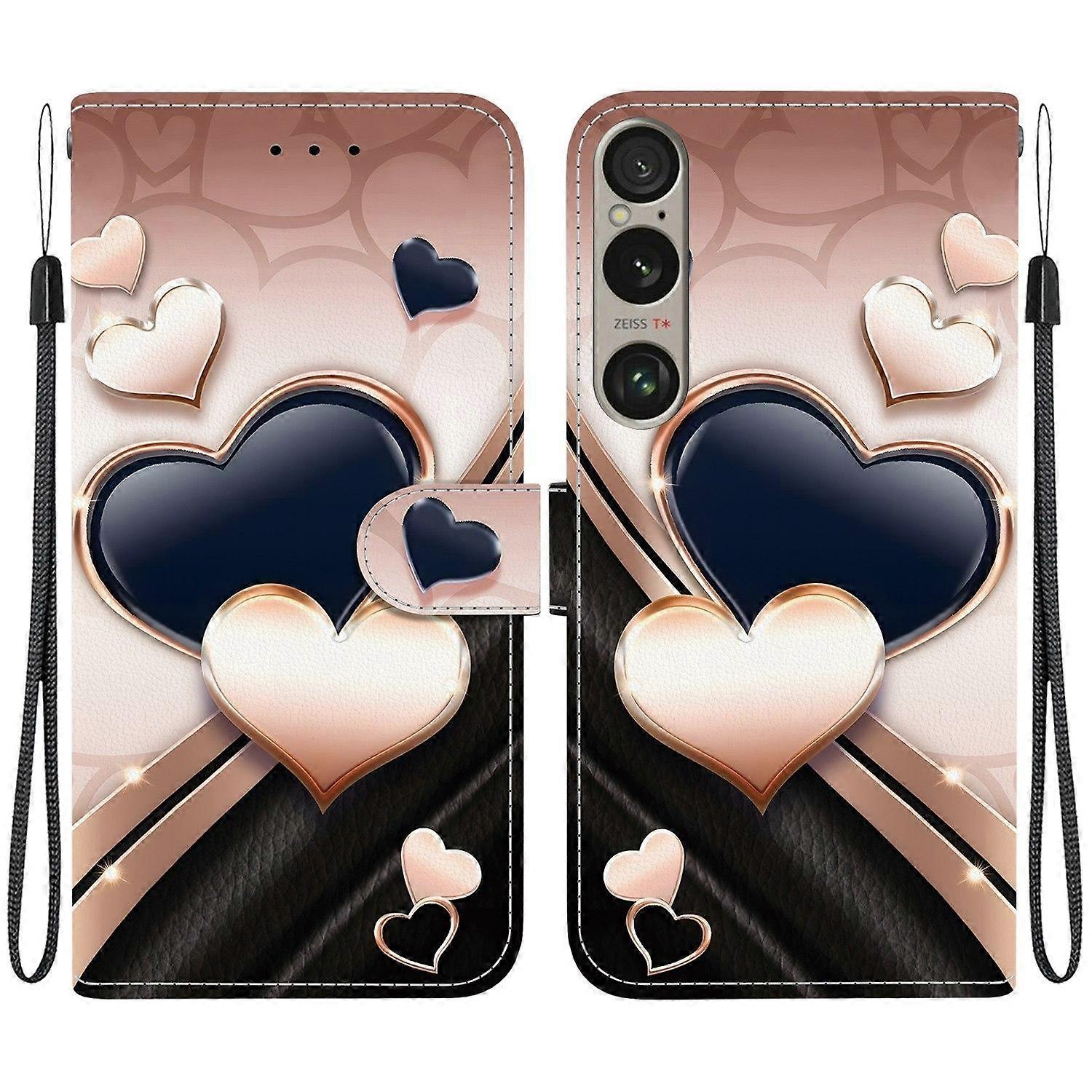 Crystal Texture Colored Drawing Leather Phone Case