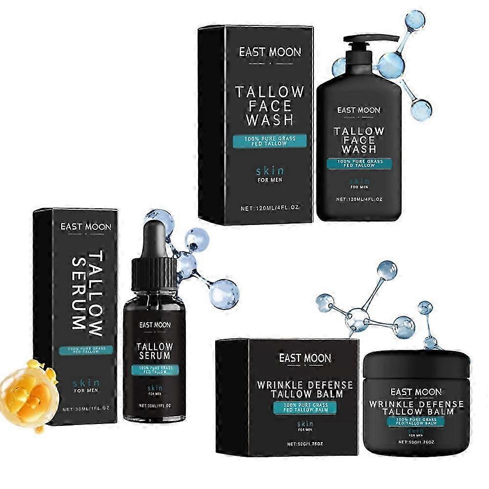 Wrinkle Defense Tallow Balm, Face Wash, Anti-Wrinkle Serum for Men