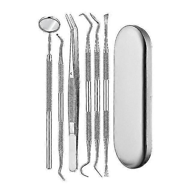 6szt / pudełko Zestaw luster dentystycznych Sierp Tatar Scaler Pick Spatula Silver Box Instrumenty dentystyczne Dentysta